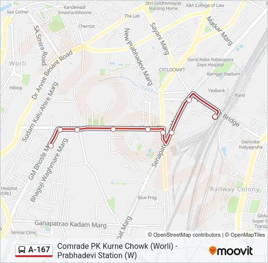 A-167 Bus Line Map