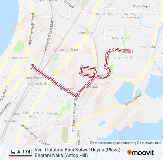 A-174 bus Line Map