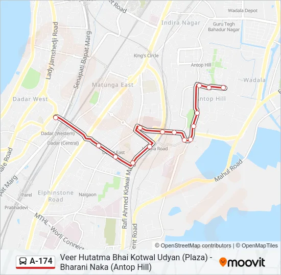 A-174 Bus Line Map