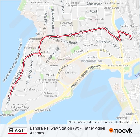 A-211 bus Line Map