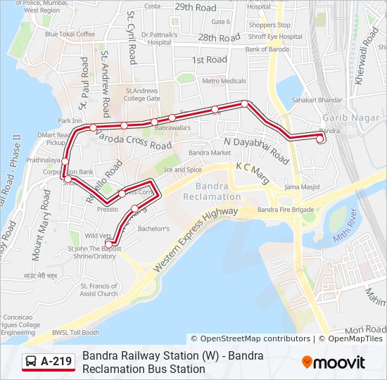 A-219 bus Line Map