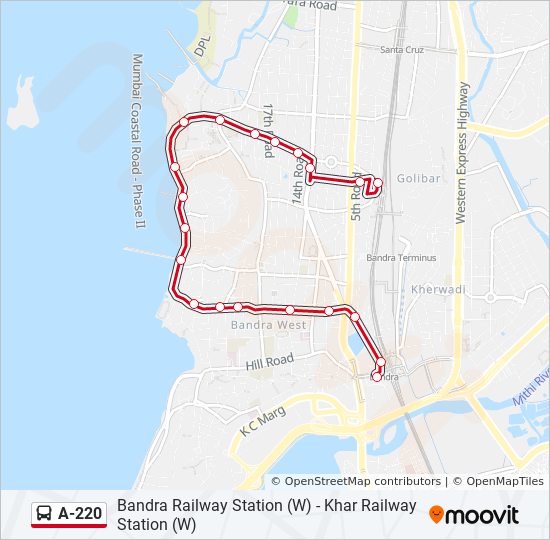 A-220 bus Line Map