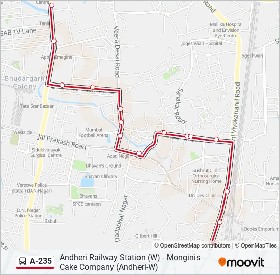 A-235 Bus Line Map