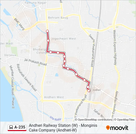 A-235 Bus Line Map
