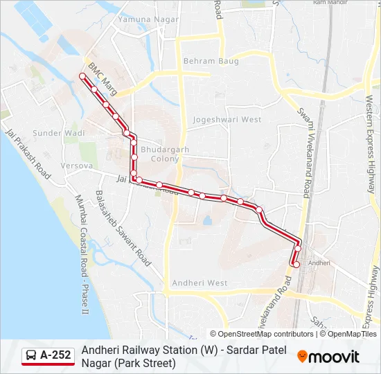 A-252 Bus Line Map
