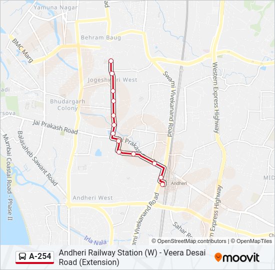 A-254 Bus Line Map