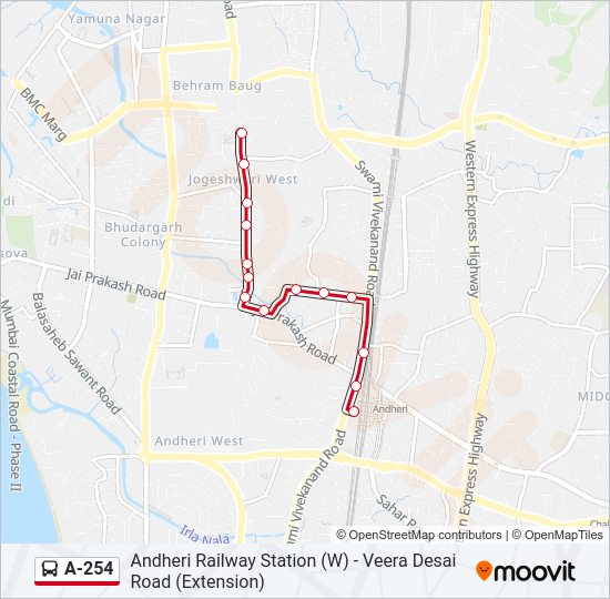 A-254 Bus Line Map