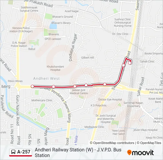 A-257 Bus Line Map