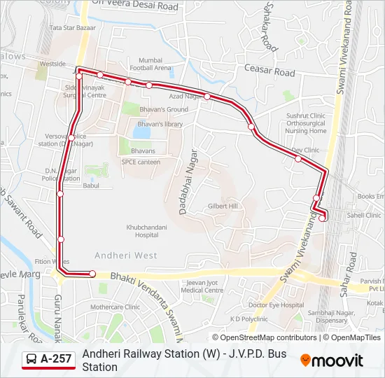 A-257 Bus Line Map