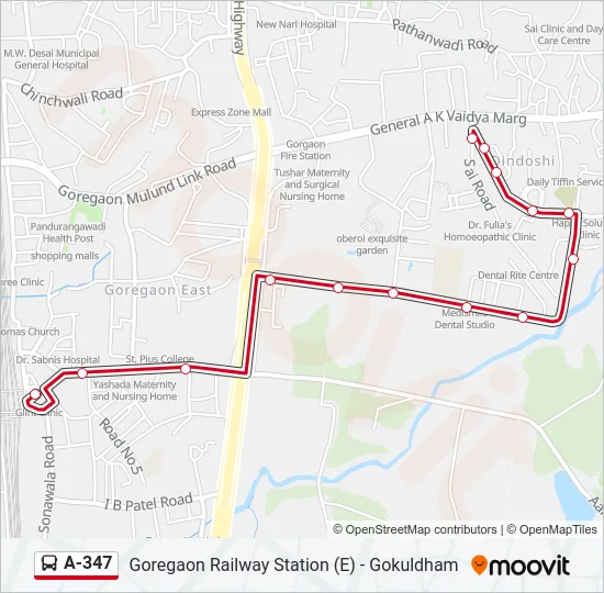 A-347 Bus Line Map