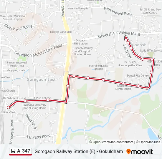 A-347 Bus Line Map