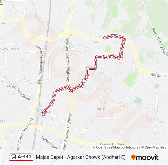 A-441 Bus Line Map