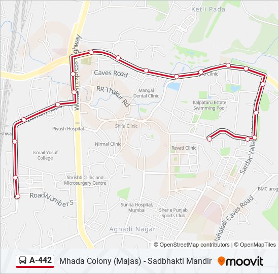 A-442 bus Line Map