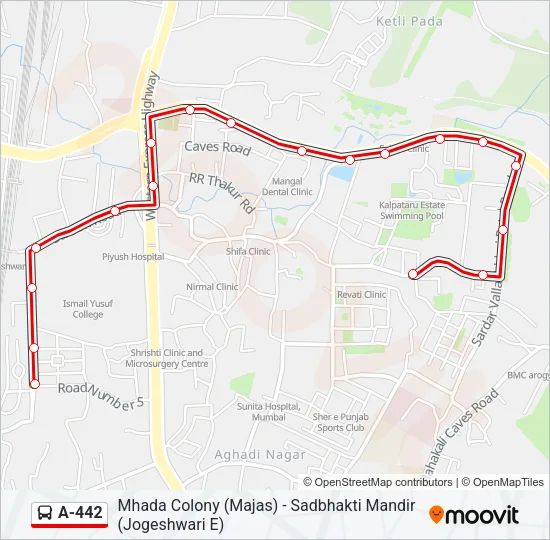 A-442 Bus Line Map
