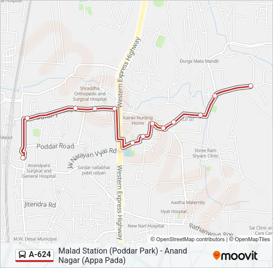 A-624 Bus Line Map