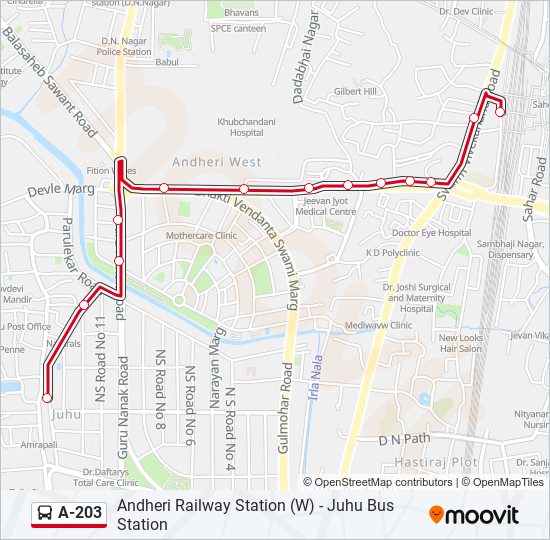 A-203 bus Line Map