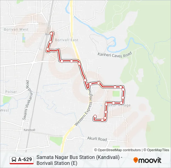 A-629 Bus Line Map