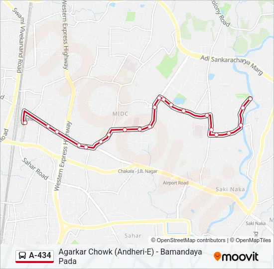 A-434 Bus Line Map