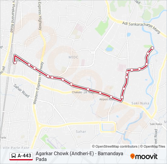 A-443 Bus Line Map