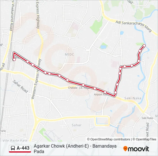 A-443 Bus Line Map