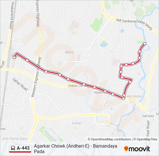 A-443 bus Line Map