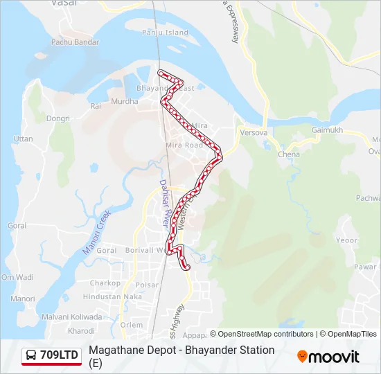 709LTD Bus Line Map