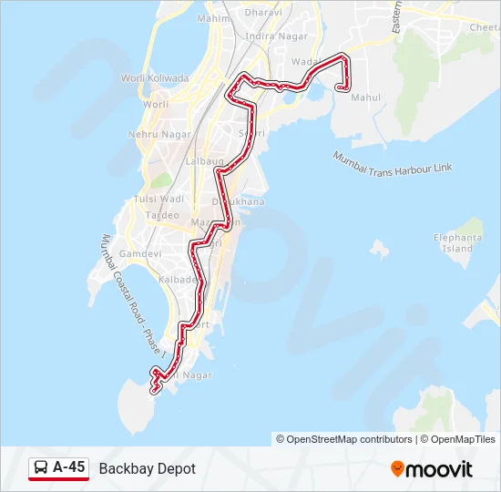 A-45 Bus Line Map