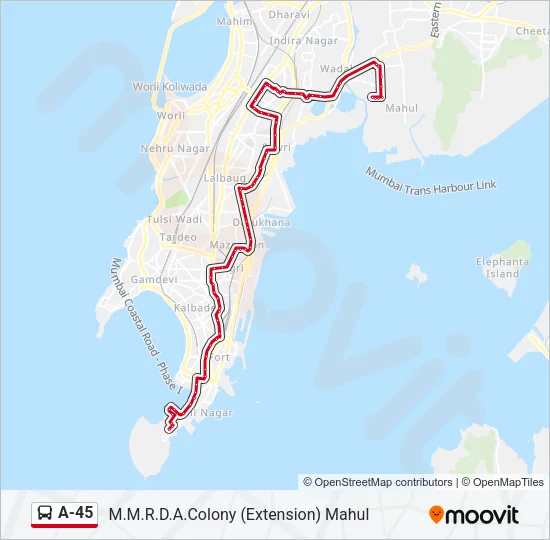 A-45 Bus Line Map