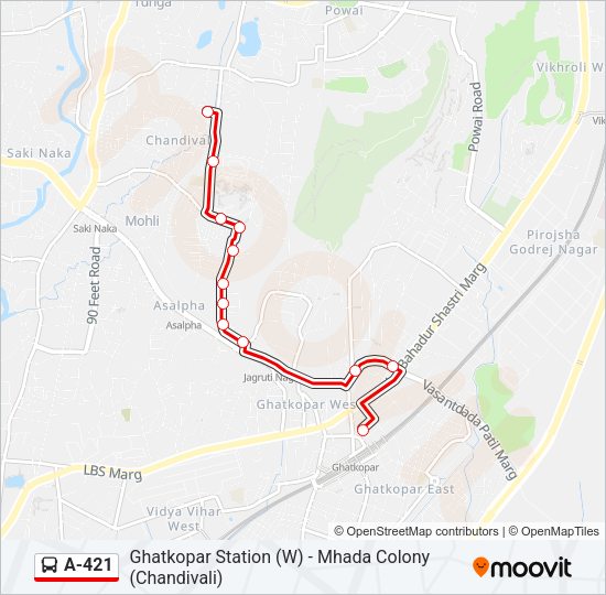 A-421 Bus Line Map