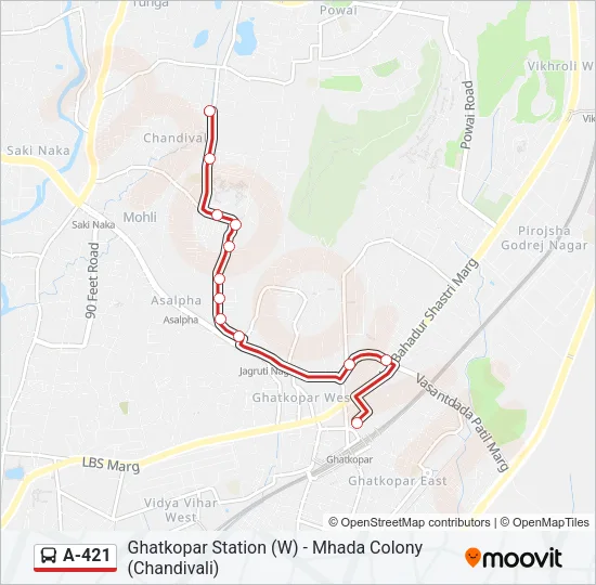 A-421 Bus Line Map