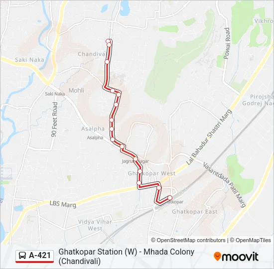A-421 Bus Line Map