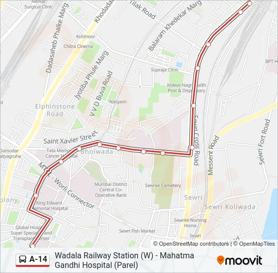 A-14 Bus Line Map