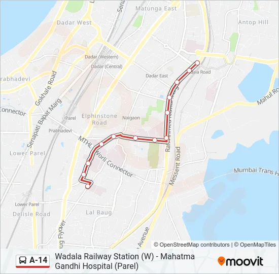 A-14 Bus Line Map