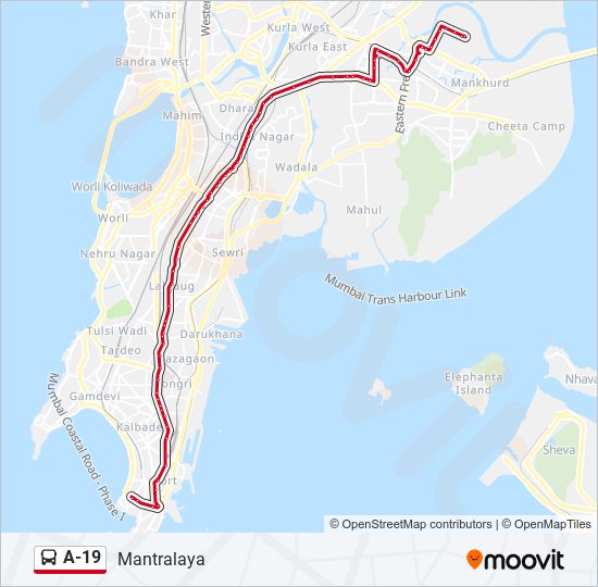 A-19 bus Line Map