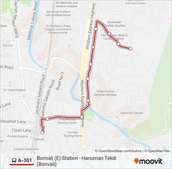 A-301 Bus Line Map