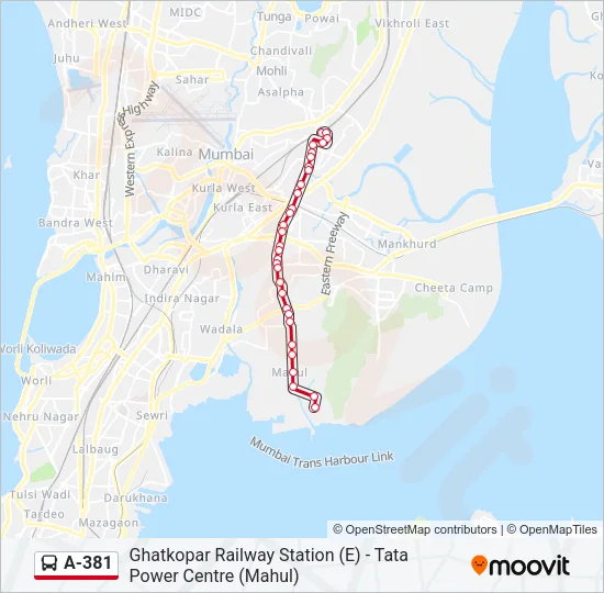 A-381 Bus Line Map