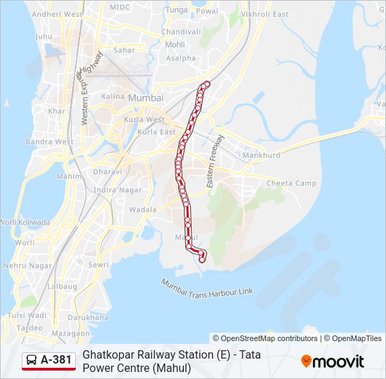 A-381 Bus Line Map