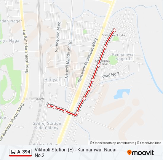 A-394 bus Line Map