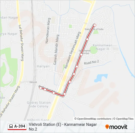 A-394 Bus Line Map