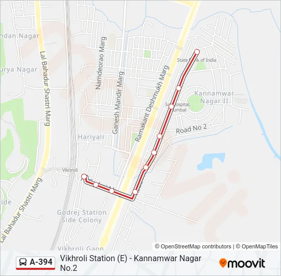 A-394 Bus Line Map
