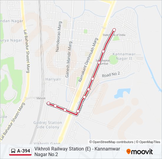 A-394 bus Line Map