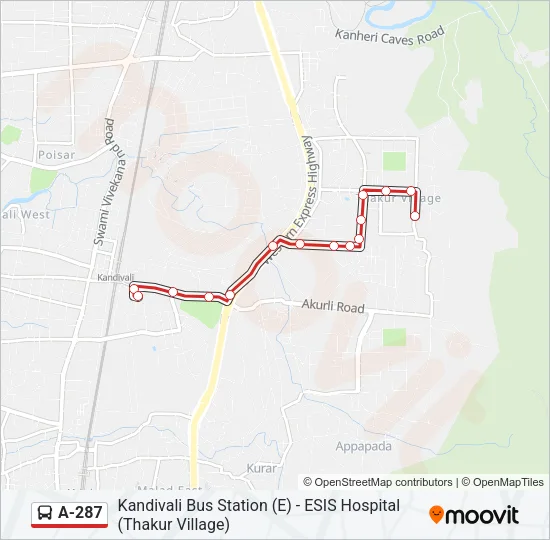 A-287 Bus Line Map