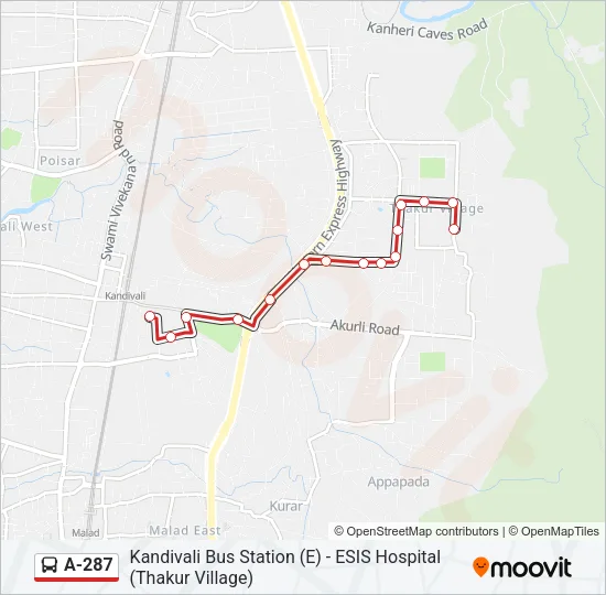 A-287 Bus Line Map