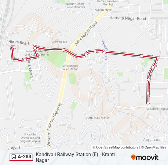 A-288 bus Line Map