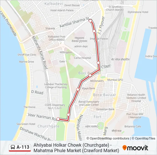 A-113 Bus Line Map