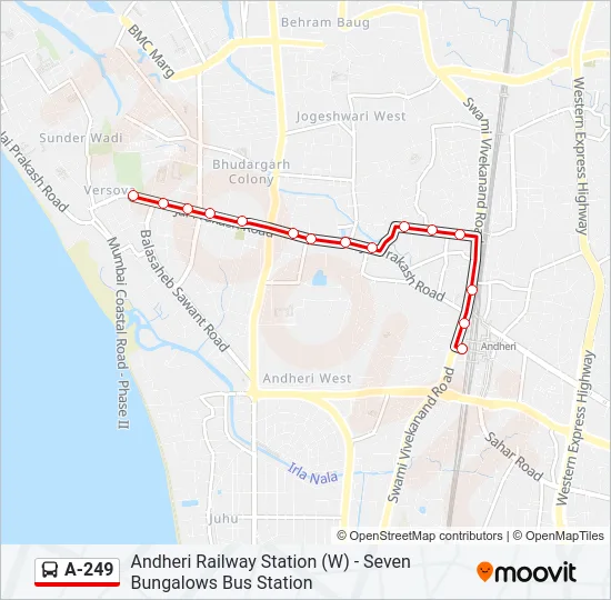 A-249 Bus Line Map
