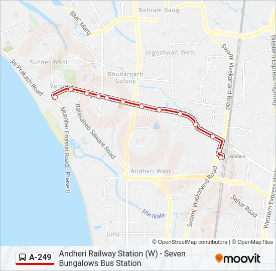 A-249 Bus Line Map