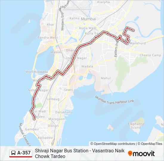 A-357 Bus Line Map