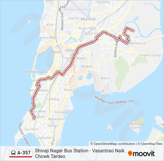 A-357 Bus Line Map
