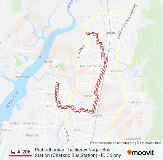 A-206 Bus Line Map